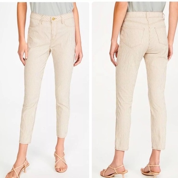 NEW L’AGENCE Strips linen blend pants size 25 cream grey
